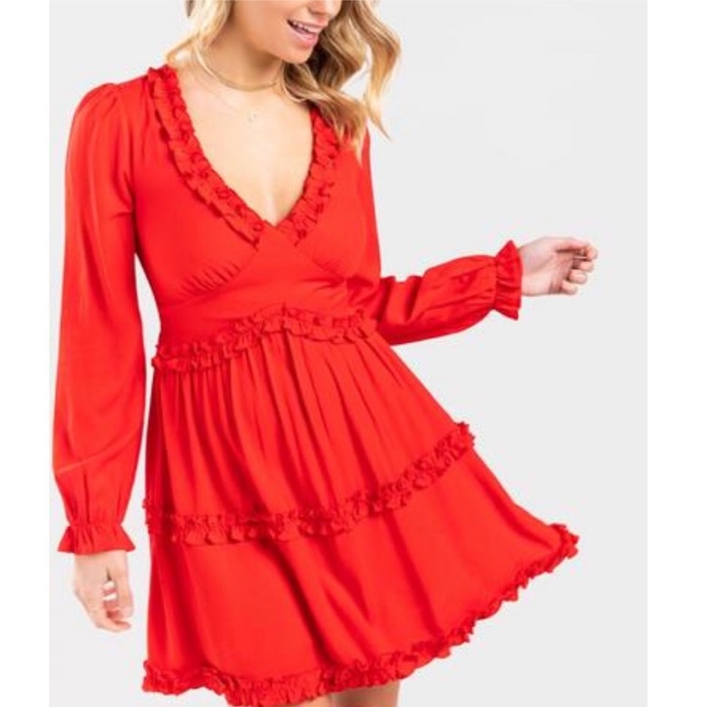 Mi Ami by Francesca’s Red Ruffle Mini Dress I1